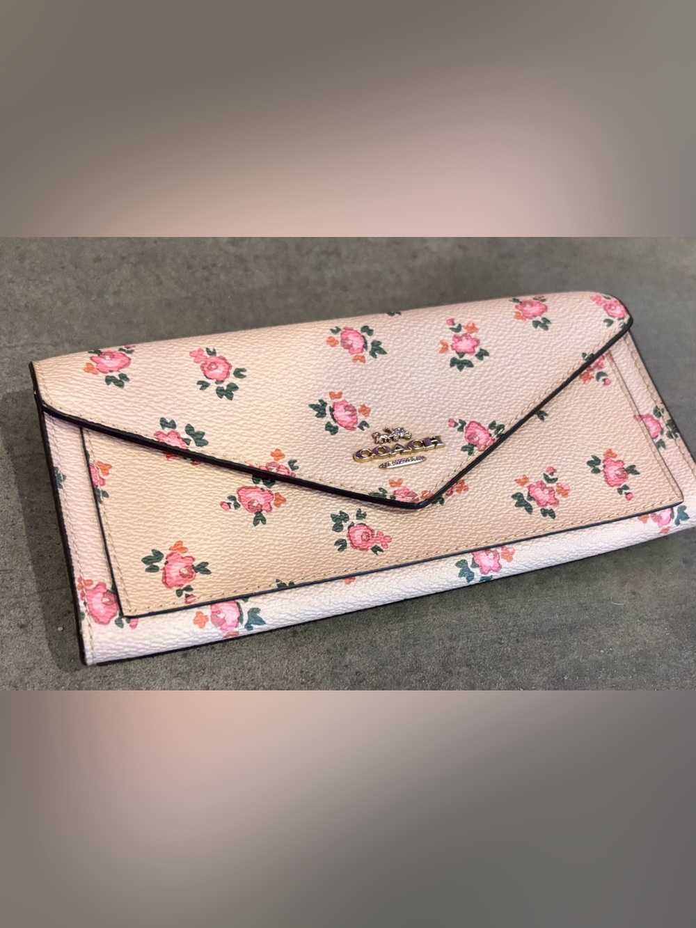 Coach Pink Floral Envelope Continental Wallet - Damaged Inside